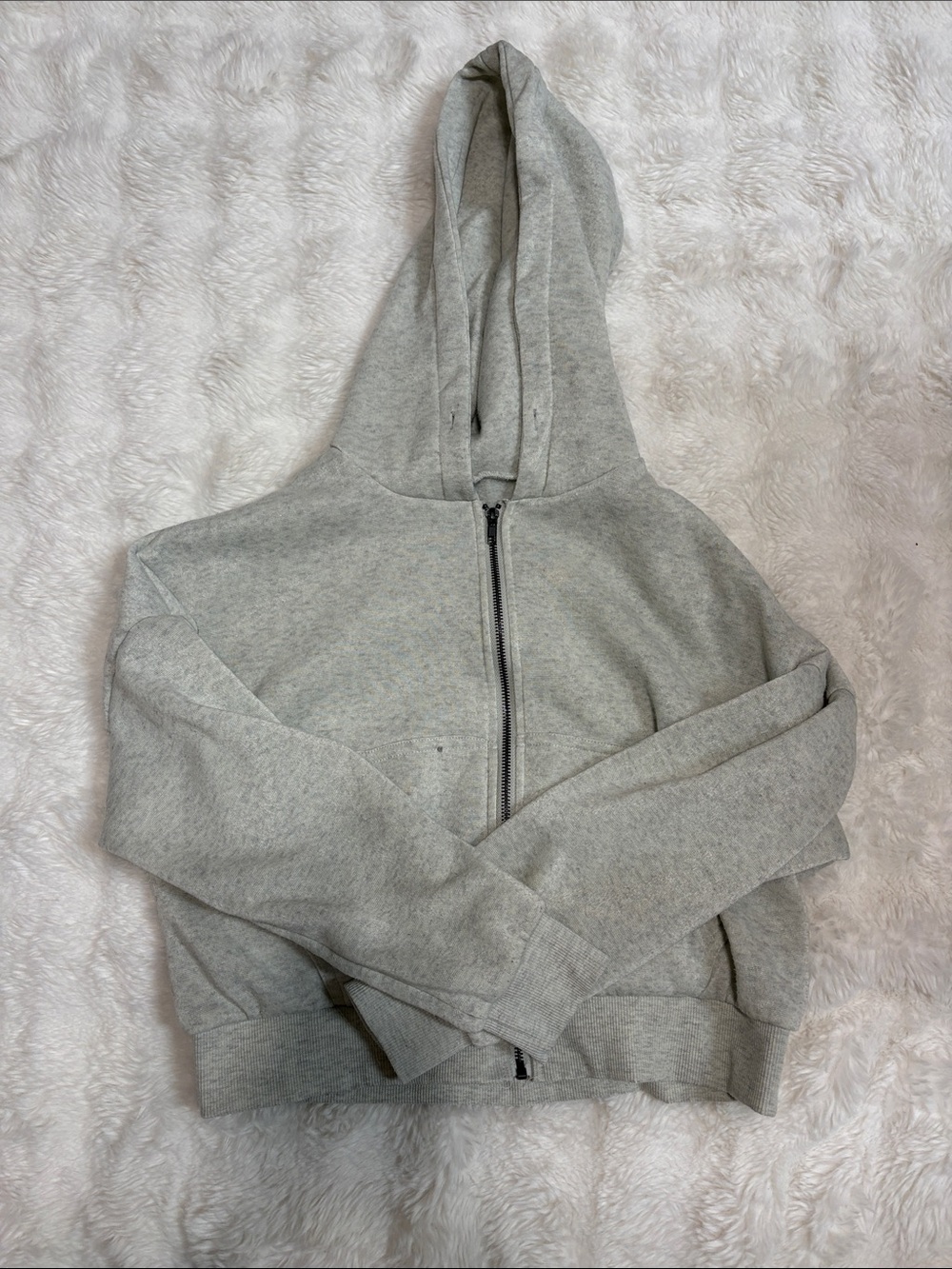 SHEIN Light Gray Zip-Up Hoodie Jacket